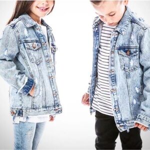 Beau Hudson kids distressed denim Jean Jacket unisex size 2